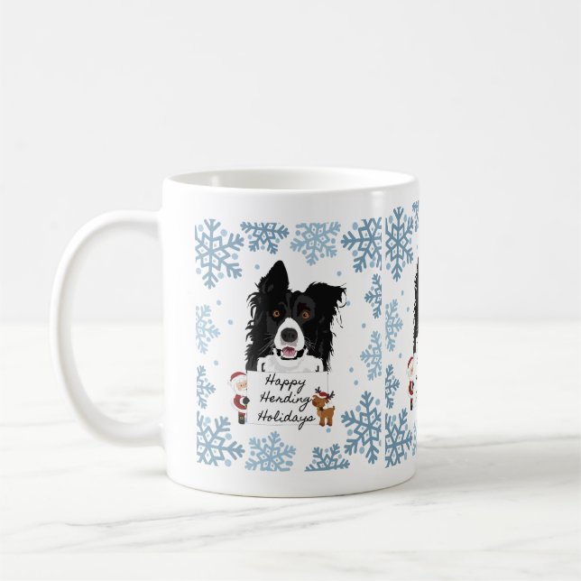 Taza De Café Felices Fiestas de Perros de Pastor (Izquierda)