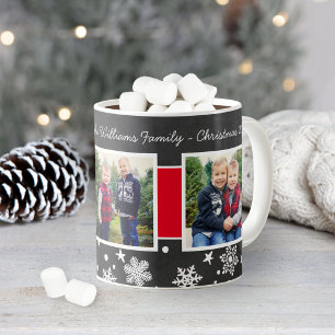Taza De Café Felices Fiestas Foto de Copo de Nieve en Pizarra