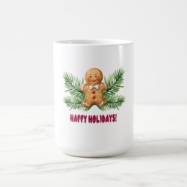 Taza De Café Felices Fiestas Gingerbread Man & Pine Brands (Centro)