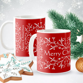 Taza De Café Felices fiestas: Mug de Navidades rojos y blancos