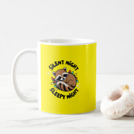 Taza De Café Felices Fiestas Raccoon: Noche silenciosa, noche t