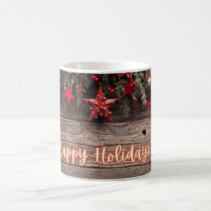 Taza De Café Felices Fiestas Rústicas con Neon