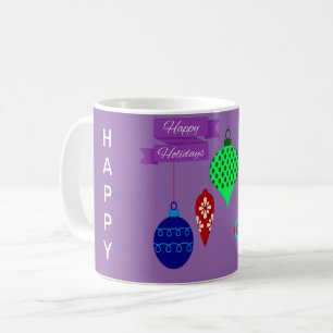 Taza De Café Felices Fiestas y Adornos Colgantes Estandarte Mor