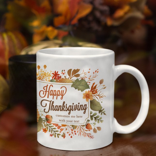 Taza De Café Felices Flores de Acción de Gracias personalizadas (Subido por el creador)
