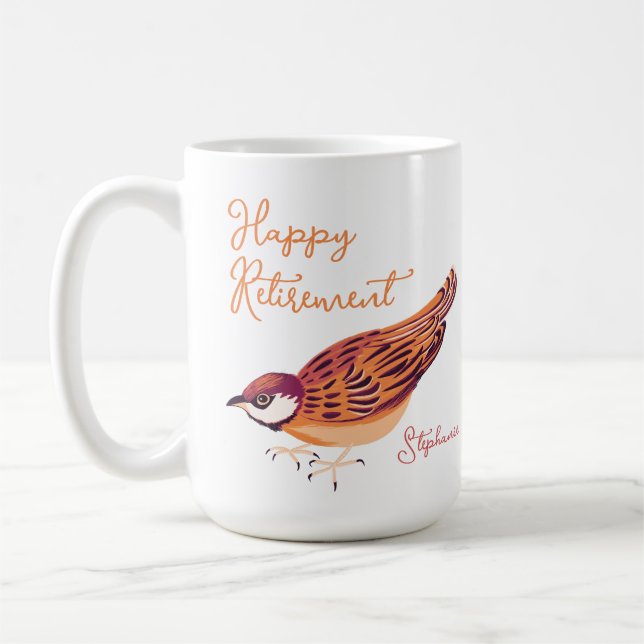Taza De Café Felices Flores Personalizadas de Jubilación (Izquierda)