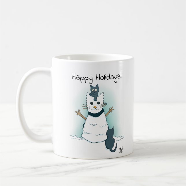 Taza De Café Felices gatitos Personalizados jugando en vacacion (Izquierda)