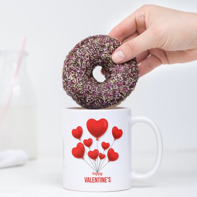 Taza De Café Felices globos rojos de San Valentín | Vacaciones (Subido por el creador)