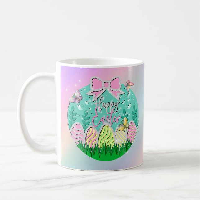 Taza De Café Felices Huevos de Pascua y Mariposas (Izquierda)