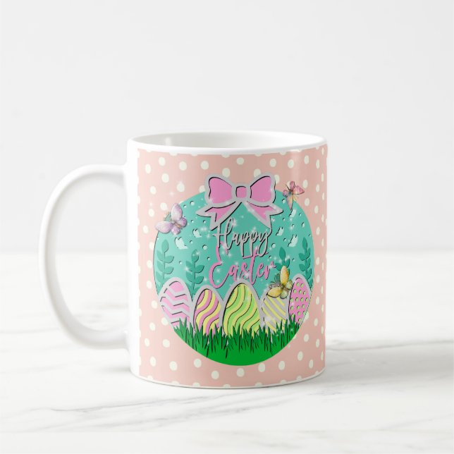 Taza De Café Felices Huevos de Pascua y Mariposas (Izquierda)