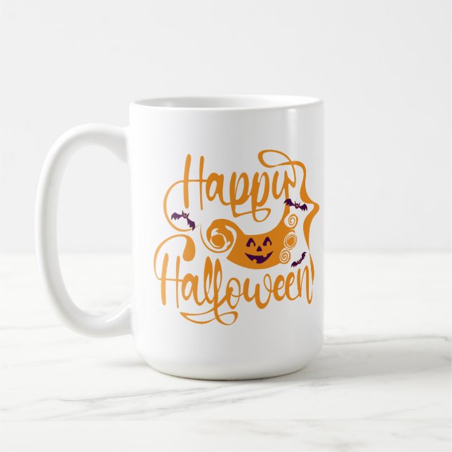 Taza De Café Felices murciélagos de Halloween jack o lantern Co (Izquierda)