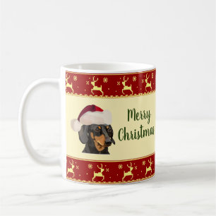 Taza De Café Felices Navidad de Santa del Dachshund