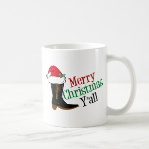 Taza De Café Felices Navidad Yall del vaquero