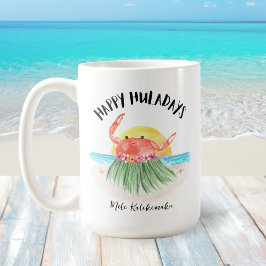 Taza De Café Felices Navidades de Playa Tropical de Huladays Cr