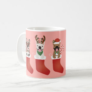 Taza De Café Felices Pawlidays Navidades de Bulldoges franceses