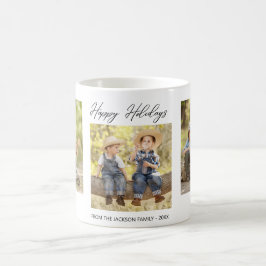 Taza De Café Felices vacaciones 3 Collage de fotos Familia Café