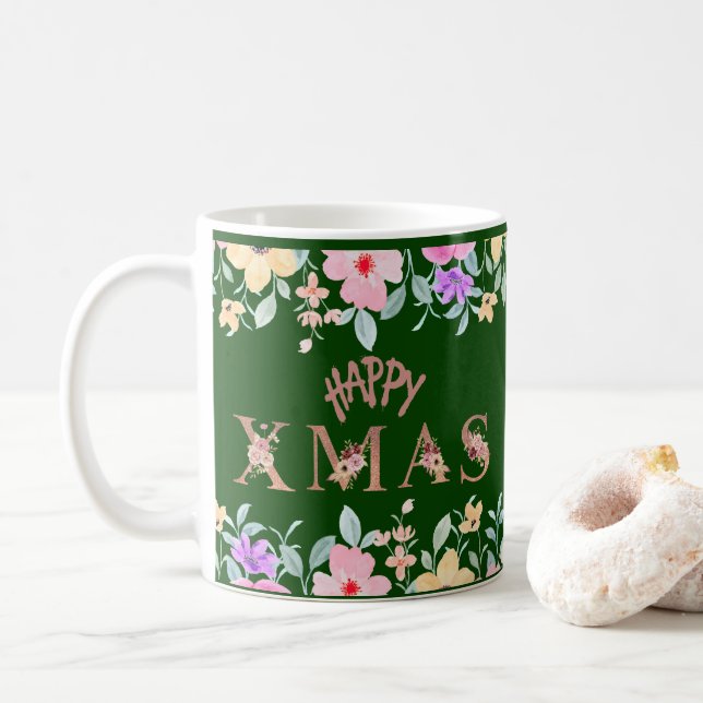 Taza De Café Felices vacaciones de Navidades Elegantes (Con donut)