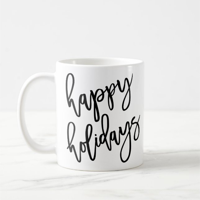 Taza De Café Felices vacaciones, letras modernas (Izquierda)