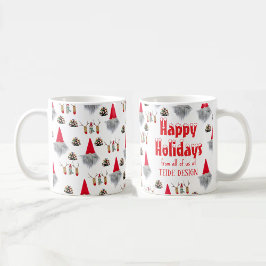 Taza De Café Felices vacaciones Navidades rojo verde trapo de n
