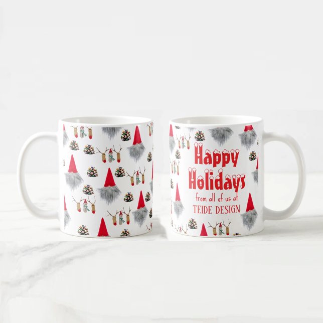 Taza De Café Felices vacaciones Navidades rojo verde trapo de n (Thank your customers with this unique Christmas mug)