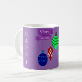 Taza De Café Felices vacaciones y ornamentos colgantes Banner m