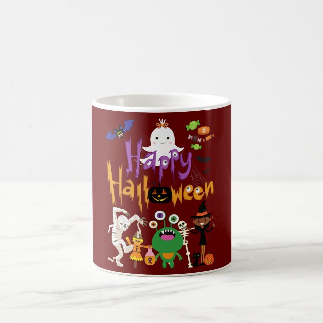 Taza De Café Felices y felices niños de Halloween adorables (Centro)