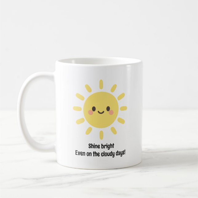 Taza De Café Felicidad Amarillo Sol con una Cara Sonriente  (Izquierda)