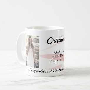 Taza De Café Felicidades al graduado 2 Foto acuarela rosa