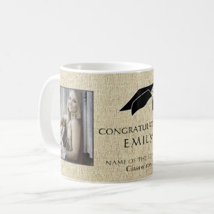 Taza De Café Felicidades al graduado rústico Foto Graduación