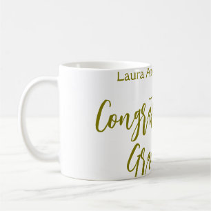Taza De Café Felicidades graduado nombre dorado clase 20XX si
