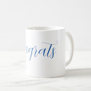 Taza De Café felicidades nombre azul elegante fecha de graduaci