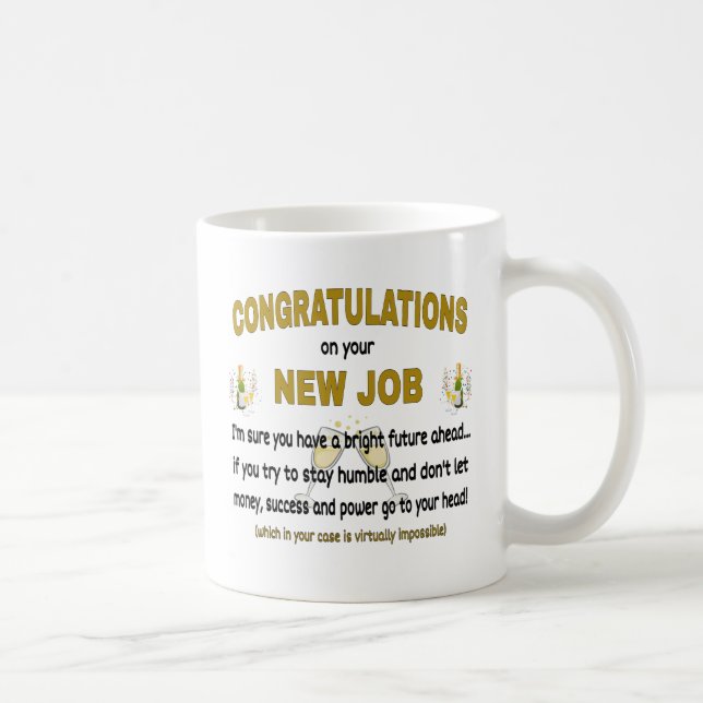 Taza De Café Felicidades Por Tu Nuevo Trabajo. Nuevo trabajo (Derecha)