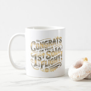 Taza De Café Felicidades por tu primer vuelo individual