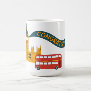 Taza De Café Felicitación con Big Ben con tema de Londres "¡Fel