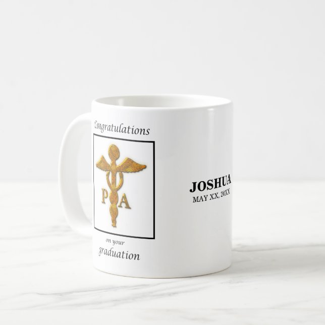 Taza De Café Felicitaciones al asistente médico de graduación (Anverso izquierdo)