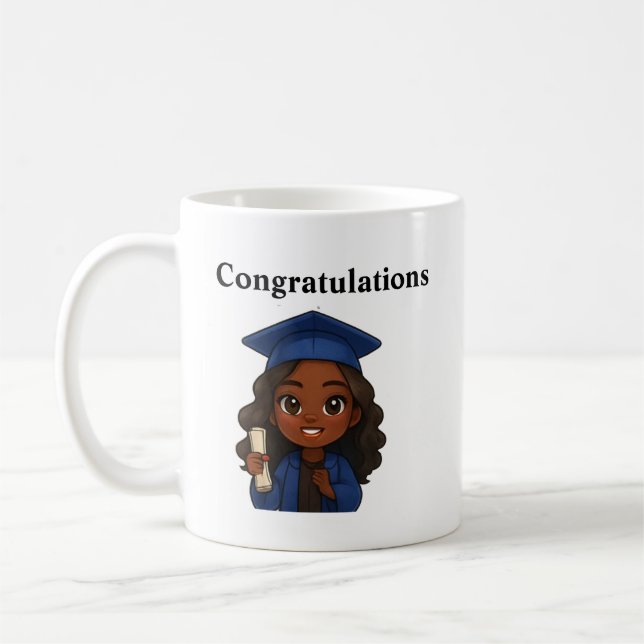Taza De Café Felicitaciones Blue Cap & Gown Mug (Izquierda)