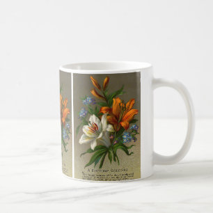 Taza De Café Felicitaciones de cumpleaños vintage con flores de
