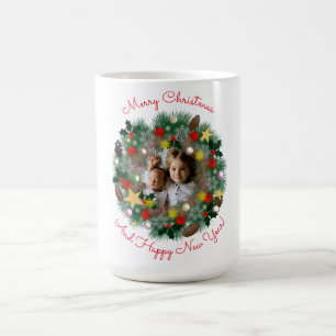 Taza De Café Felicitaciones de Navidad y Año Nuevo, foto en cor