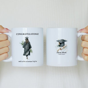 Taza De Café Felicitaciones Graduate, así que empieza la aventu