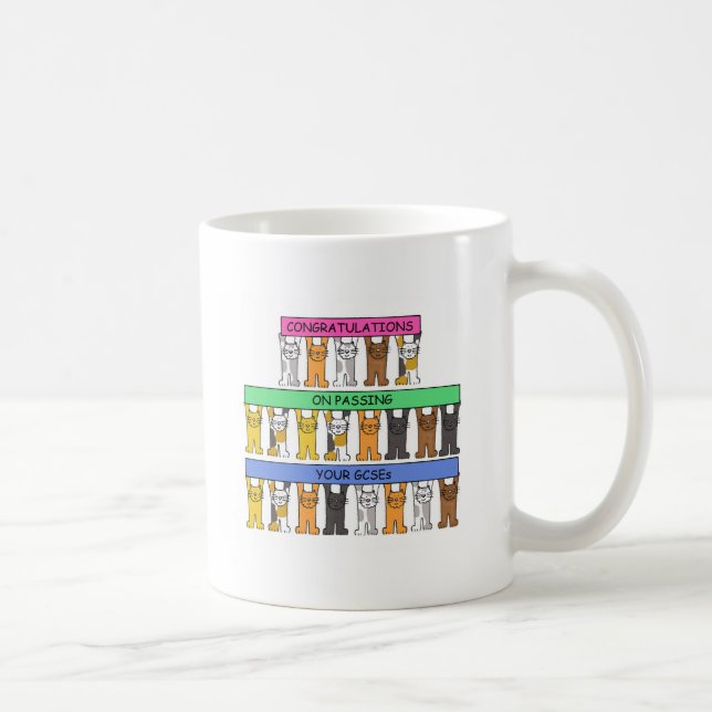 Taza De Café Felicitaciones por aprobar tus gatos GCSE (Derecha)