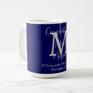 Taza De Café Felicitaciones por jubilación, monograma, nombre a