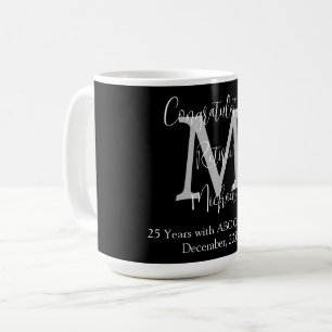 Taza De Café Felicitaciones por jubilación, nombre de monograma