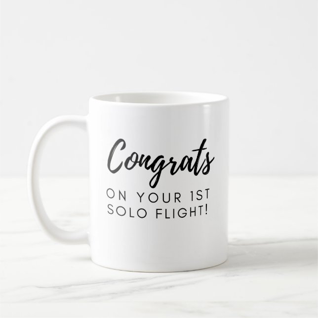 Taza De Café Felicitaciones por tu primer vuelo en solitario (Izquierda)