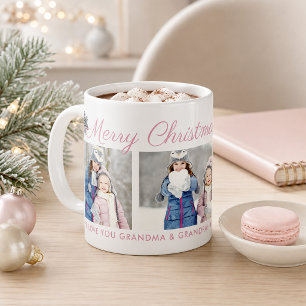 Taza De Café Feliciz Navidad Script Collage de Fotos Personaliz