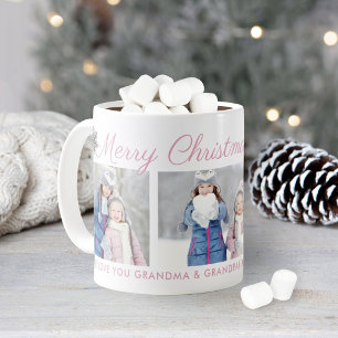 Taza De Café Feliciz Navidad Script Collage de Fotos Personaliz