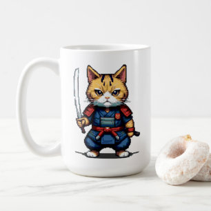 Taza De Café Feline Samurai Warrior