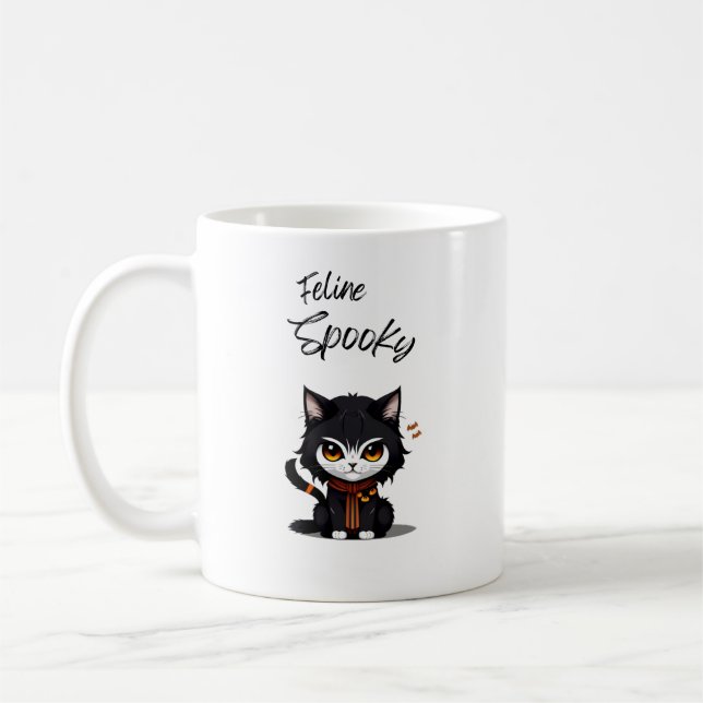 Taza De Café Feline Spooky Halloween mug para los amantes del g (Izquierda)