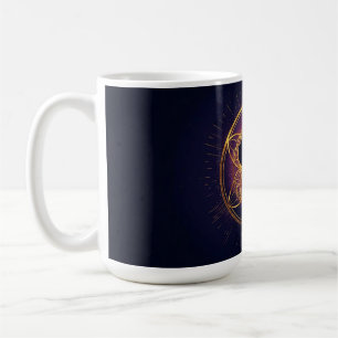 Taza De Café Felino Místico Dentro del Círculo Sagrado