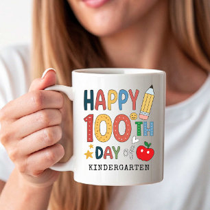 Taza De Café Feliz 100.º día de jardín de infancia   De vuelta 