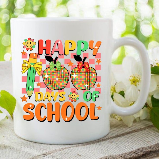 Taza De Café feliz 100 días de escuela. aprecio del profesor (happy 100 days of school mug, teacher gift, teacher appreciation mug)