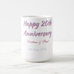 Taza De Café Feliz 20 aniversario BODAS DE PÚRPURA MARÓN